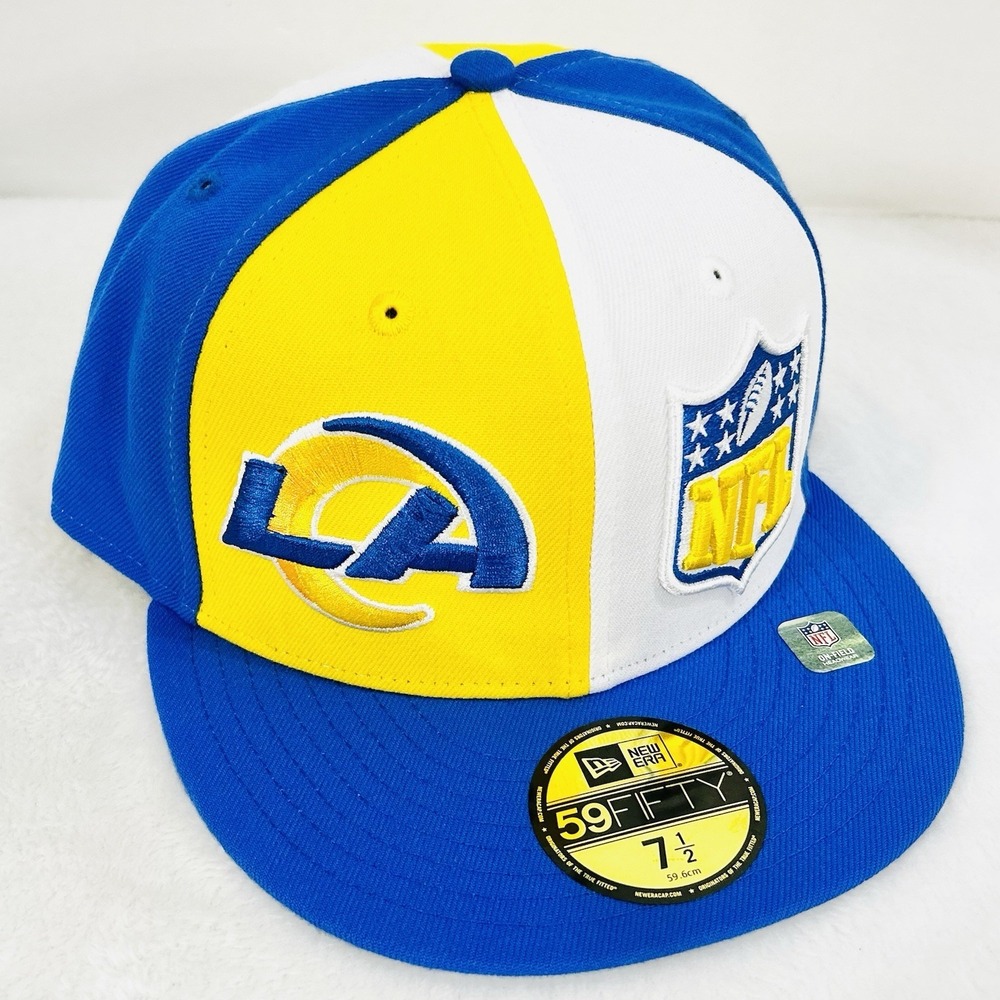 Los Angeles Rams New Era Pinwheel NFL 59FIFTY Fitted Hat Cap 7 1/2 Football